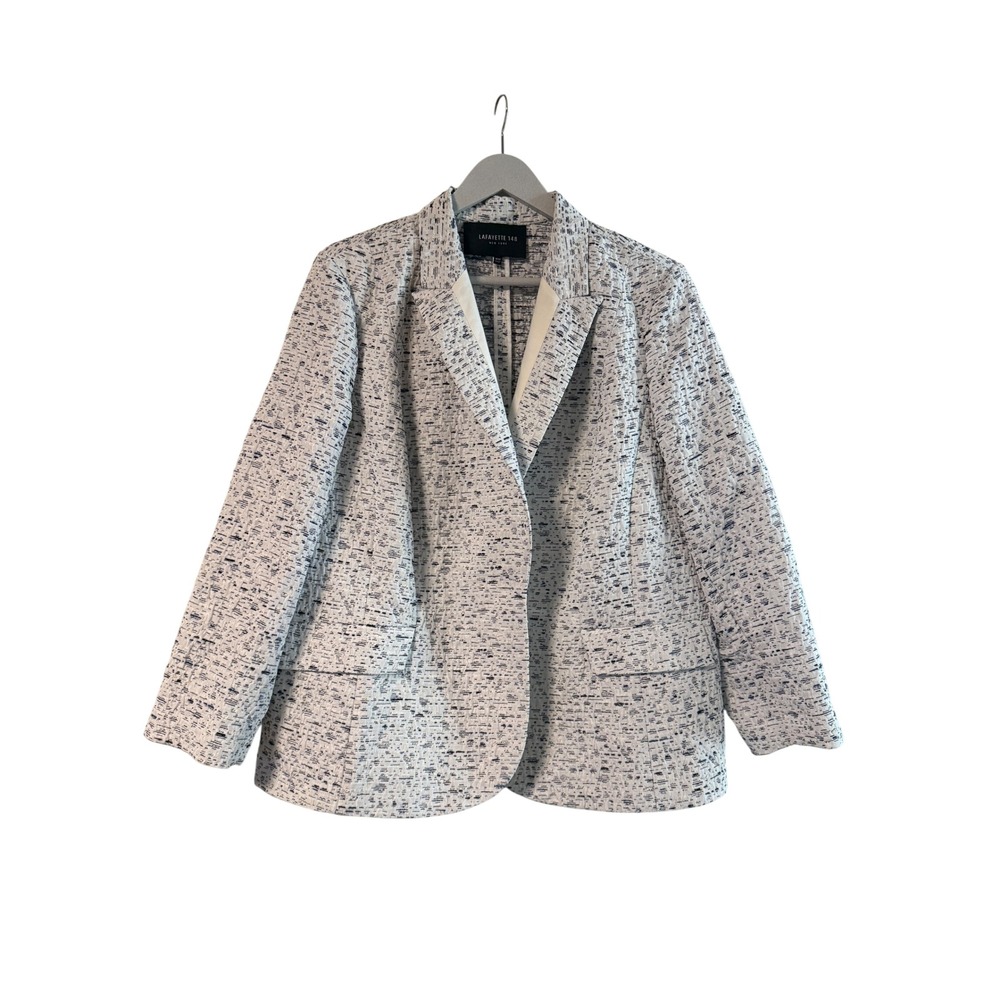 Lafayette 148 Riviera Blazer Silver Thread Women 18W Single Button Blazer